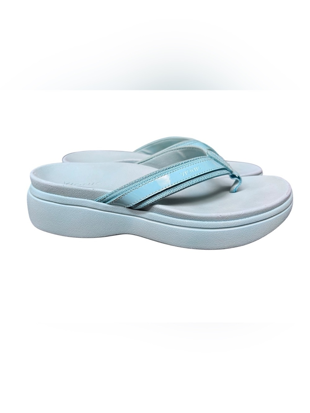 Vionic High Tide II Women's Platform Orthotic  flip flops - light blue  - Size 7